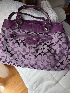 Coach Purple Signature Jacquard Shoulder Bag
